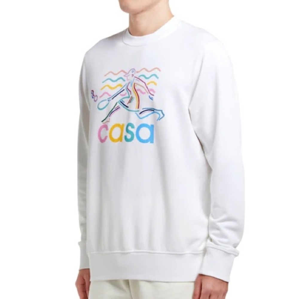 NWT Casablanca Beach Tennis Girl White Crewneck Sweatshirt Top - Picture 13 of 16